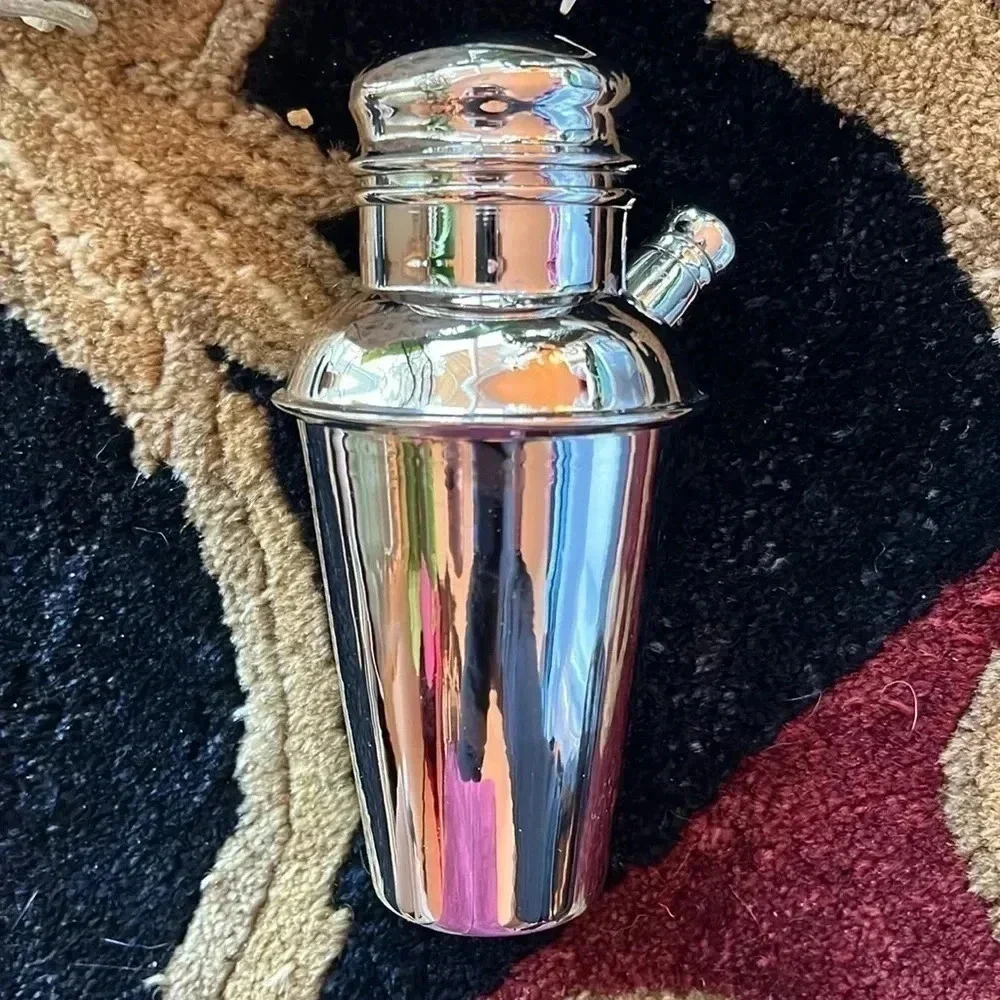 Restoration Hardware 3 Piece Stainless Steel Solitaire Cocktail Shot Shaker